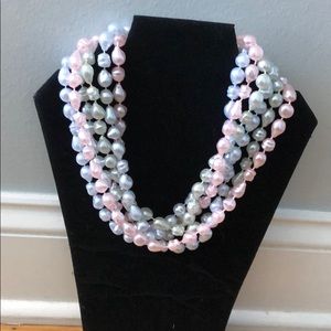 3 strands of natural shape pearl necklace